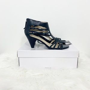 NINE WEST Black Genuine Leather Strappy Heels